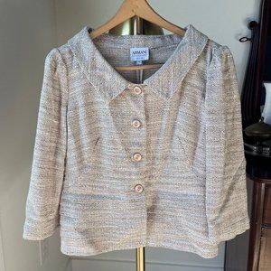 armani collezioni tweed blazer - beige - size 10